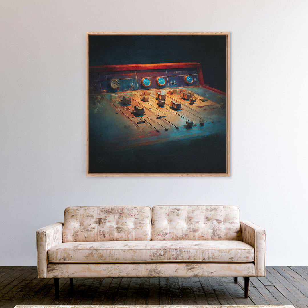 Mixing Console Faders Canvas Print, Recording Studio Art, Music Studio, Studio Decor, Oil Painting, Analog, Modern Decor, RSA-1x1-54