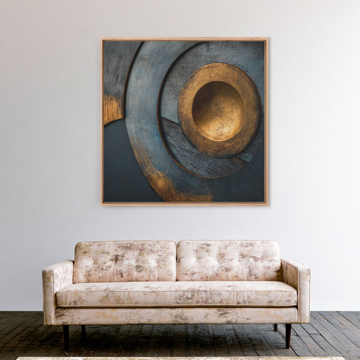 Vinyl Groove Closeup as Circular Abstract Framed Canvas Print, Recording Studio Art, Musician Posters, Studio Decor, Analog, RSA-1x1-62