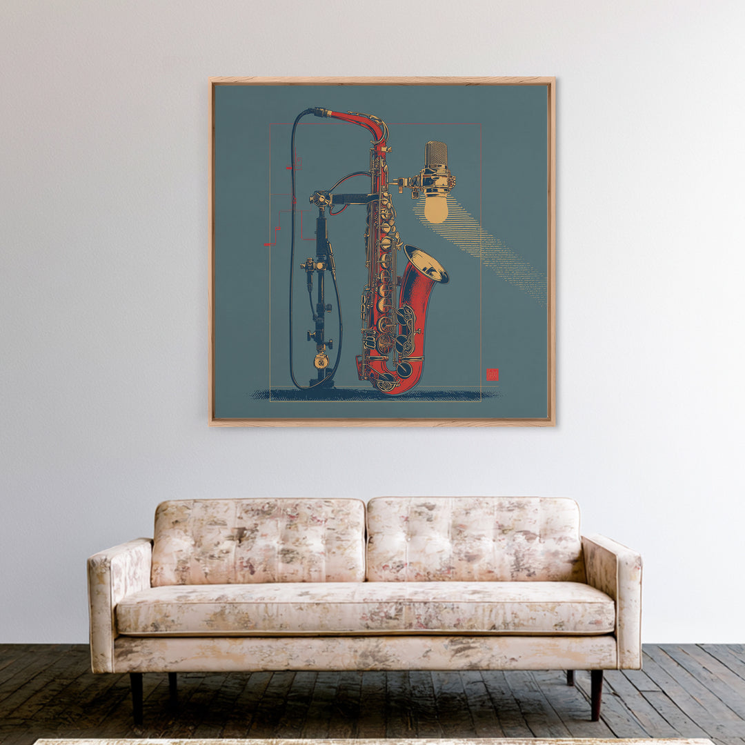 Microphone Cable Forming Elegant Line Art Canvas Print, Recording Studio Art, Studio Wall Art, Studio Decor, Abstract Art, RSA-1x1-69