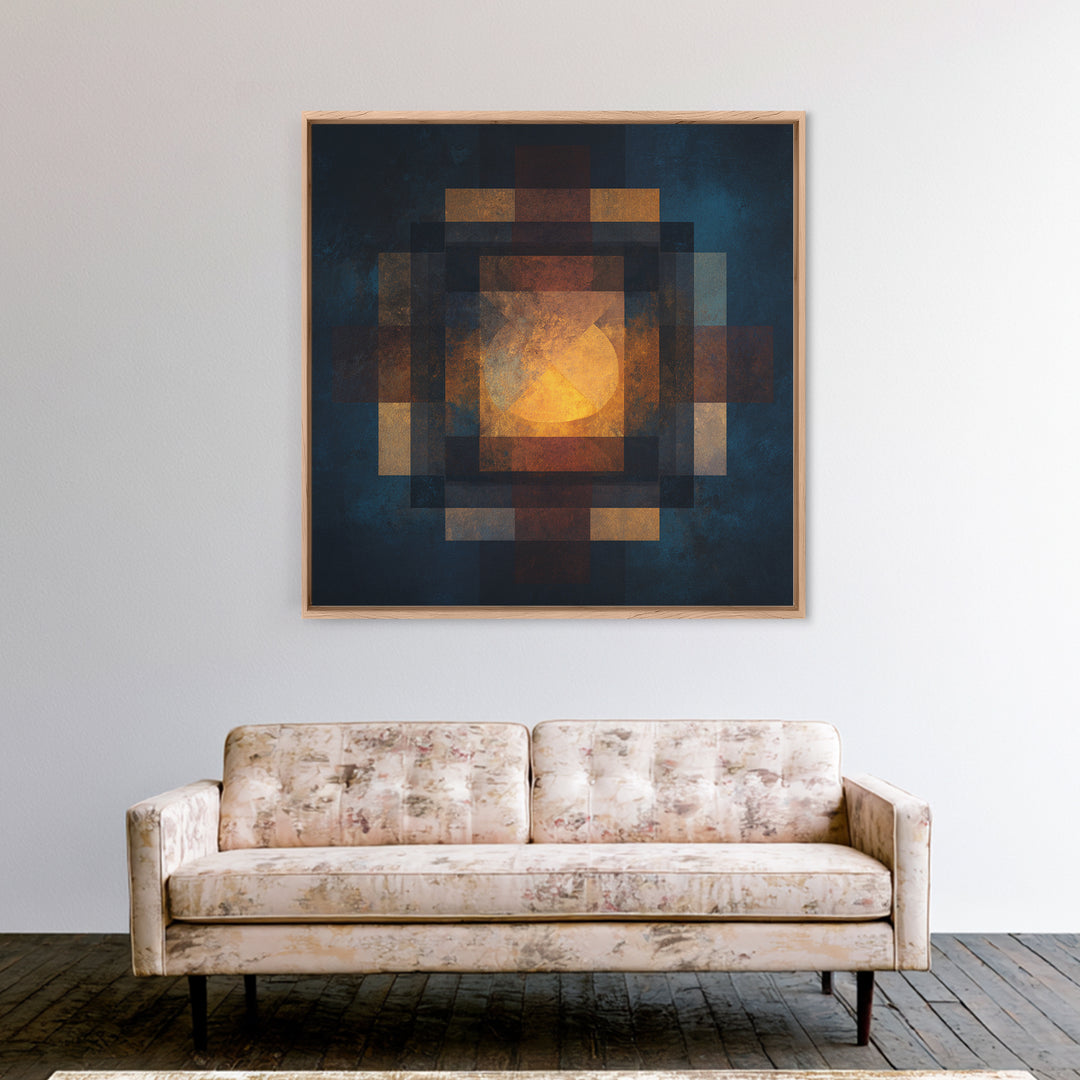 Album Cover Abstract Without Readable Text Framed Canvas Print, Recording Studio Art, Dtf Print, Studio Decor, Fine Art, Analog, RSA-1x1-70