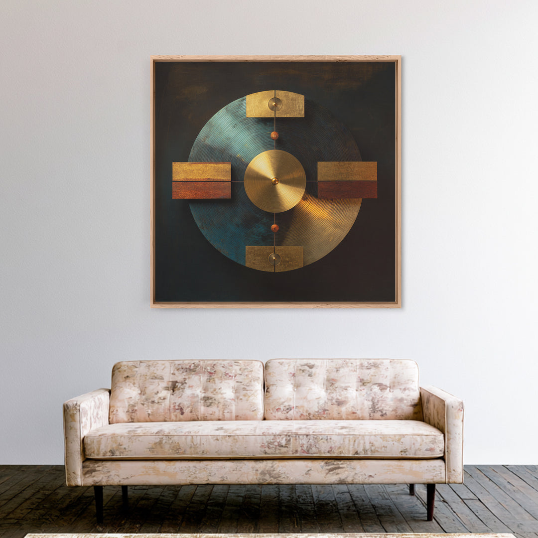 Gold Record Circular Composition Framed Canvas Print, Recording Studio Art, Downloadable Print, Studio Decor, Fine Art, Analog, RSA-1x1-71