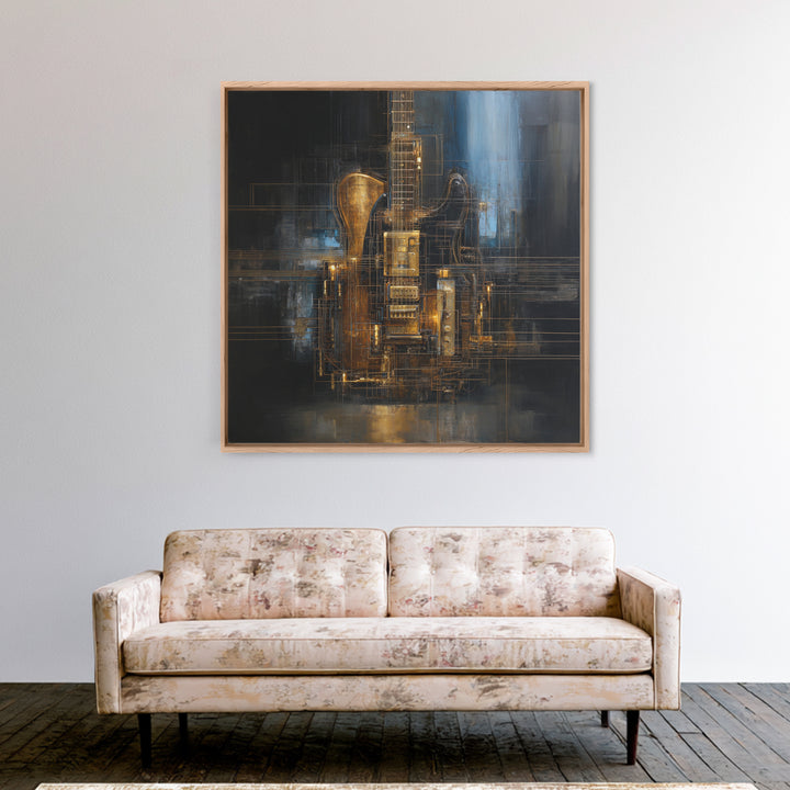 Soundwave Abstract with Black and Gold Lines Canvas Print, Recording Studio Art, Home Decor, Studio Decor, Abstract Art, Analog, RSA-1x1-75
