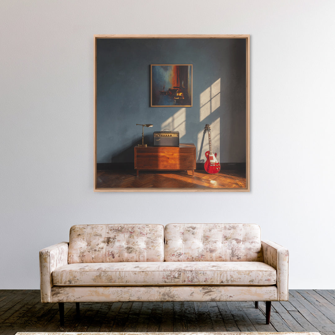 Electric Guitar Beside a Studio Amp Canvas Print, Recording Studio Art, Downloadable Print, Studio Decor, Fine Art, Analog, RSA-1x1-76