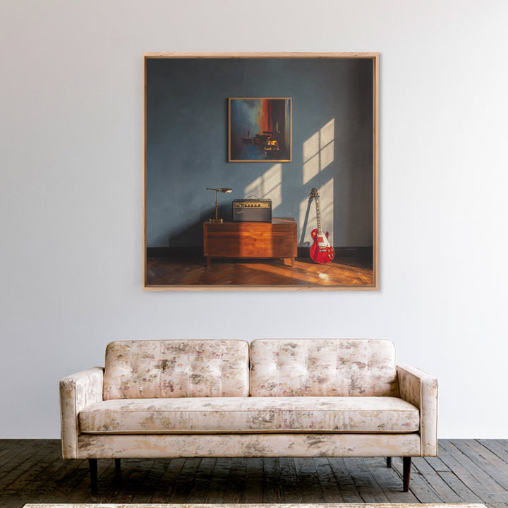 Electric Guitar Beside a Studio Amp Canvas Print, Recording Studio Art, Downloadable Print, Studio Decor, Fine Art, Analog, RSA-1x1-76