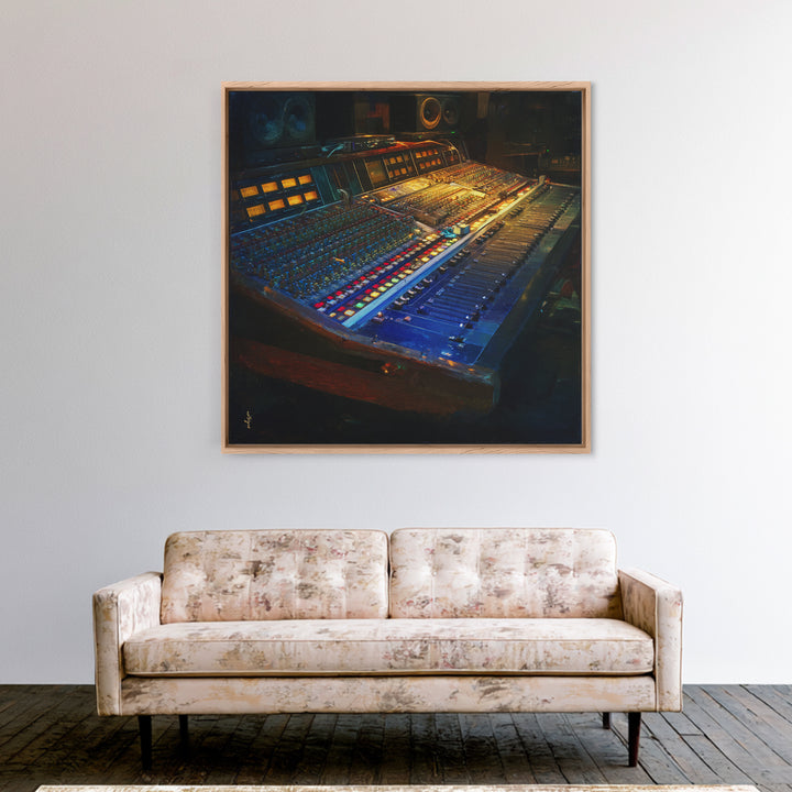 Mixing Console Faders Framed Canvas Print, Recording Studio Art, Rock Music Art, Studio Decor, Fine Art, Analog, Art Print, RSA-1x1-78