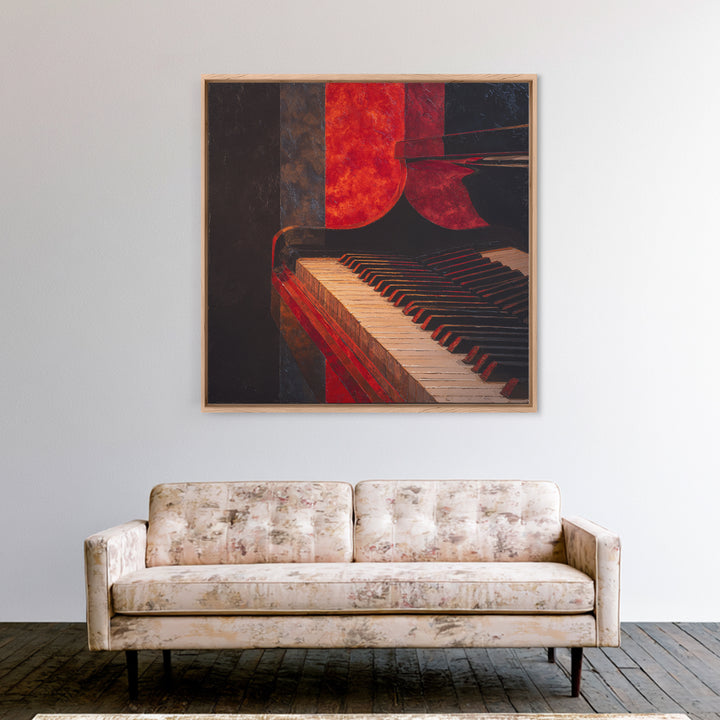 Piano Keys Fading into Shadow Framed Canvas Print, Recording Studio Art, Dtf Prints, Studio Decor, Analog, Music Studio, RSA-1x1-8