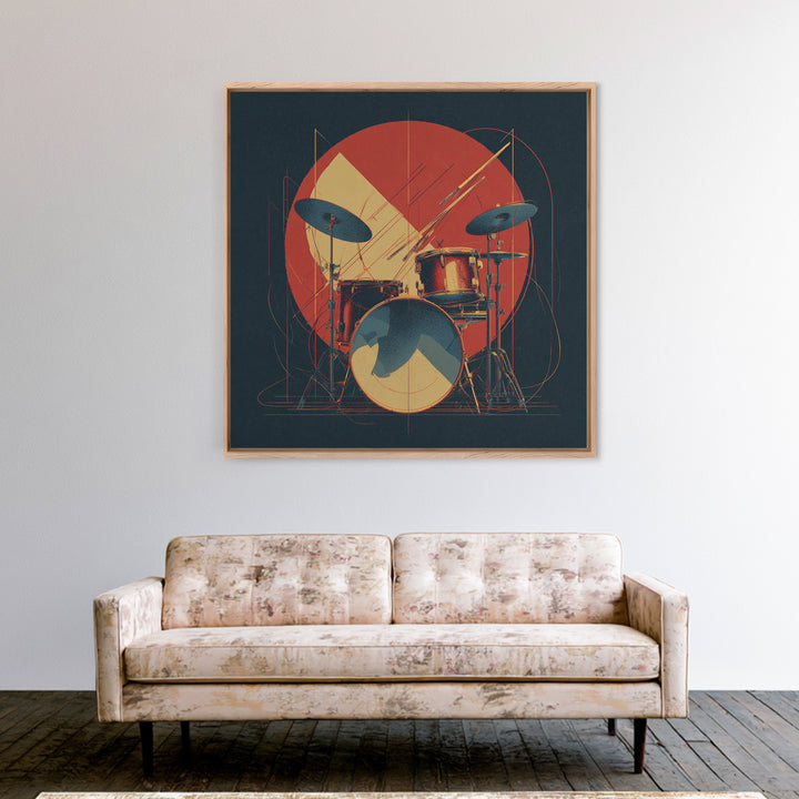 Drumsticks Crossed over Snare Drum Canvas Print, Recording Studio Art, Music Room Decor, Studio Decor, Oil Painting, Analog, RSA-1x1-82