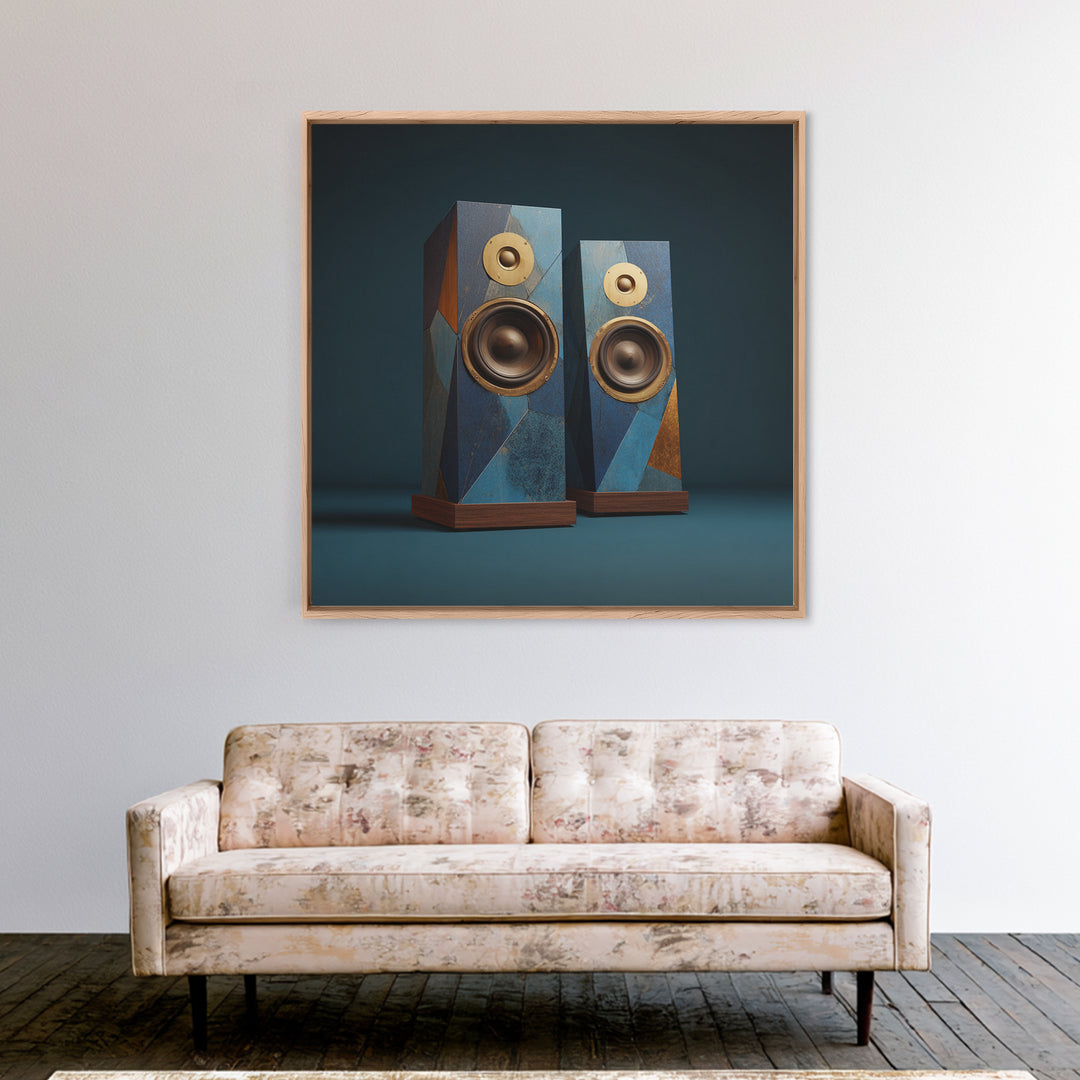 Studio Monitor Speakers as Bold Geometric Forms Canvas Print, Recording Studio Art, Studio Wall Art, Studio Decor, Analog, RSA-1x1-84