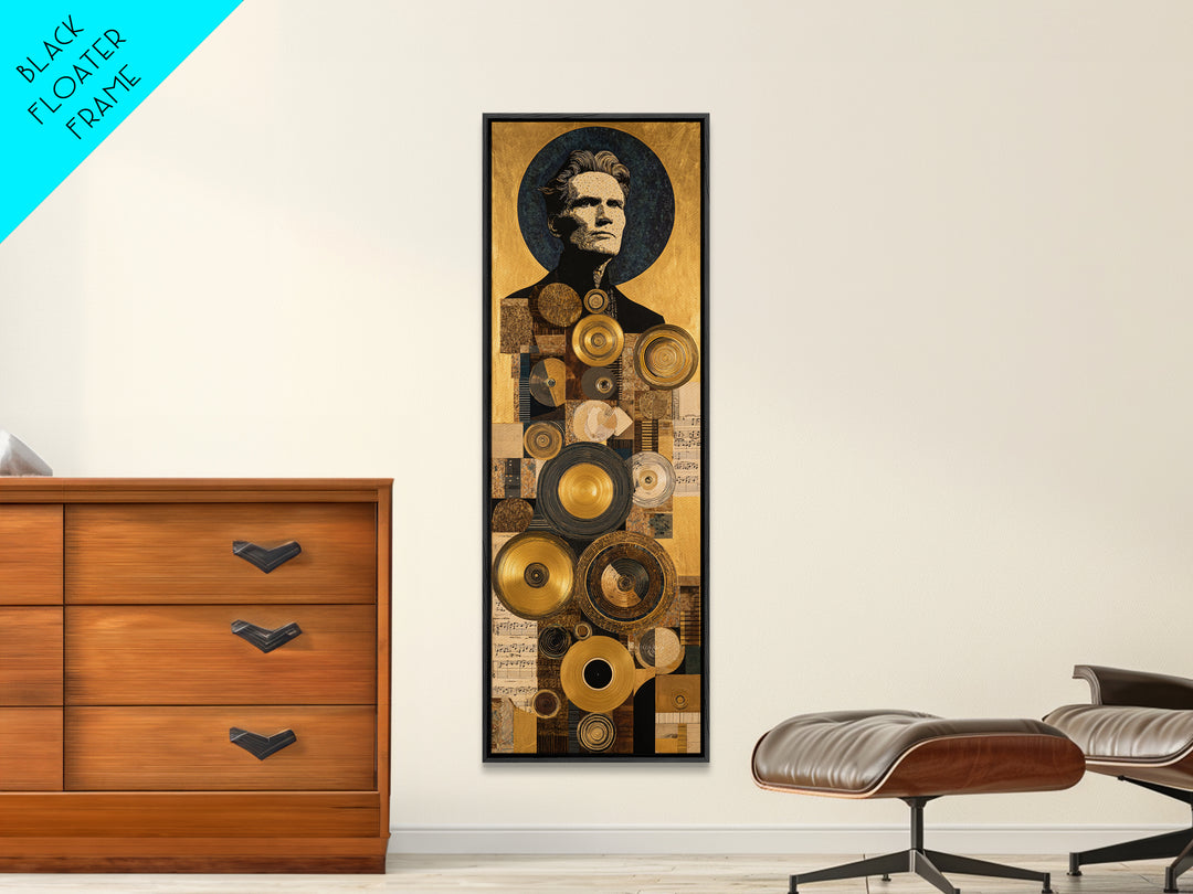 Gold Record Circular Composition Canvas Print, Recording Studio Art, Retro Wall Art, Studio Decor, Analog, Music Studio, RSA-1x3-11