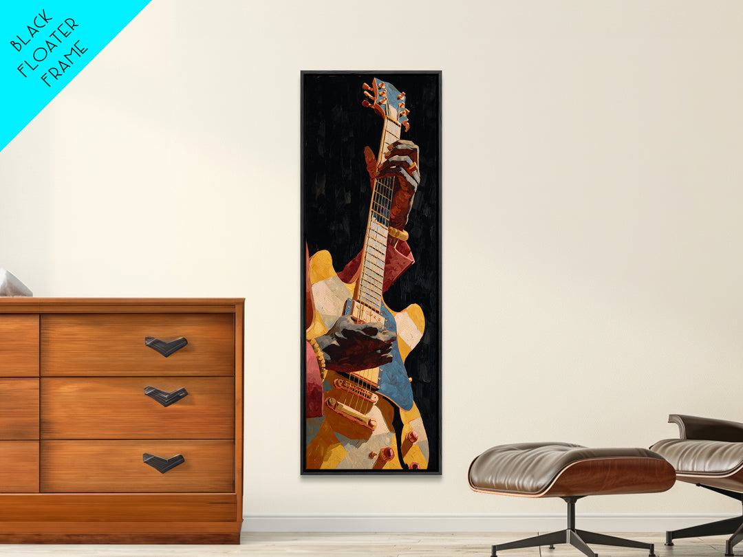 Musician Hands on Guitar Strings Canvas Print, Recording Studio Art, Luxury Decor, Studio Decor, Oil Painting, Analog, RSA-1x3-27