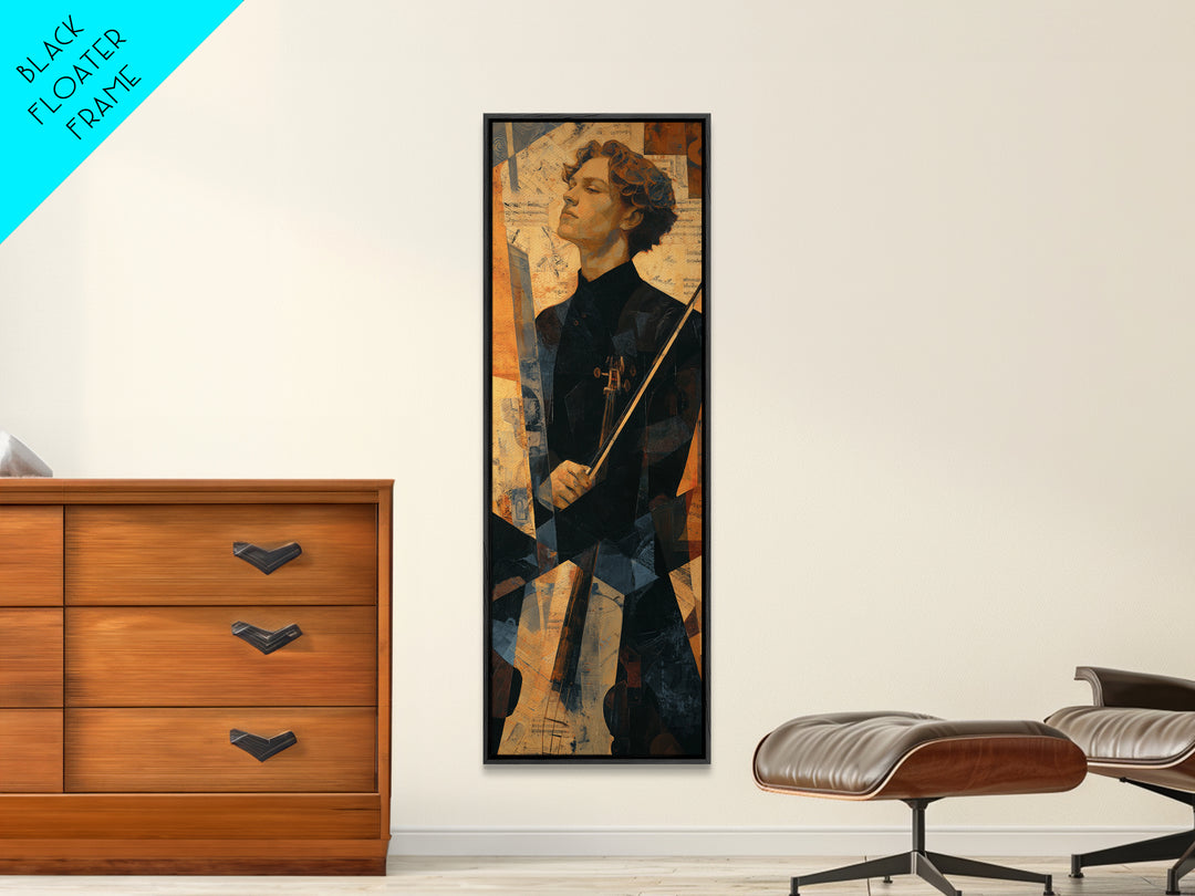 Conductor Baton and Sheet Shapes Without Text Framed Canvas Print, Recording Studio Art, Dtf Print, Studio Decor, Abstract Art, RSA-1x3-30