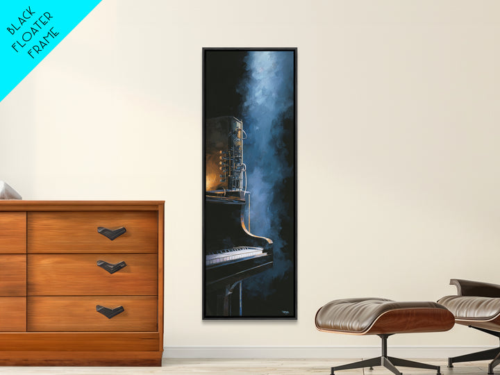 Piano Keys Fading into Shadow Canvas Print, Recording Studio Art, Statement Artwork, Studio Decor, Analog, Mid Century Modern, RSA-1x3-44