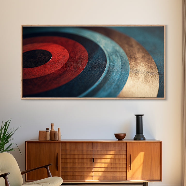 Vinyl Groove Closeup as Circular Abstract Framed Canvas Print, Recording Studio Art, Fine Art Print, Studio Decor, Abstract Art, RSA-2x1-10