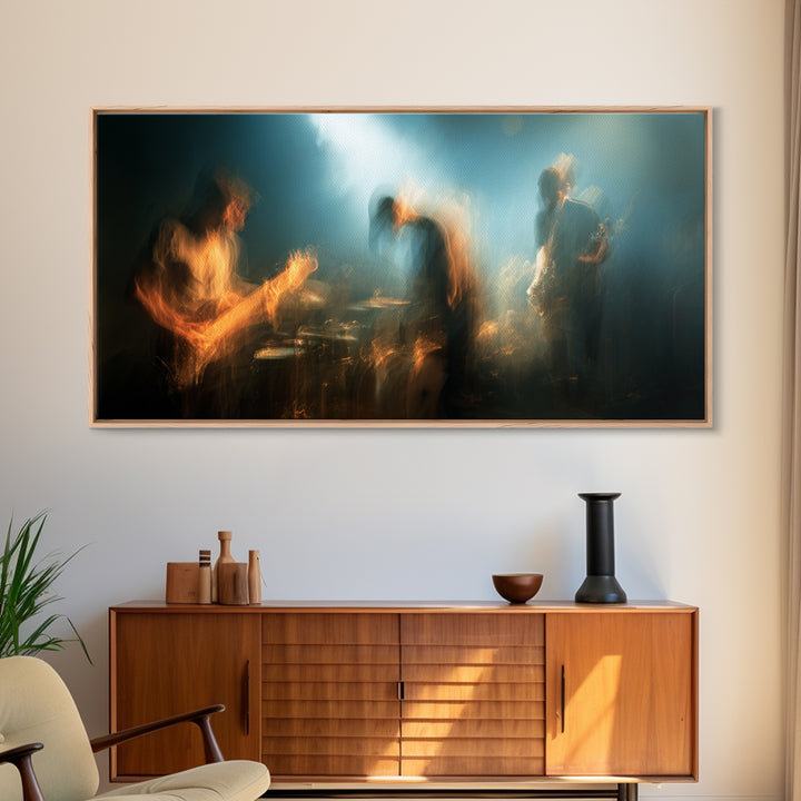 Album Cover Abstract Without Readable Text Framed Canvas Print, Recording Studio Art, Studio Decor, Abstract Art, Analog, RSA-2x1-18