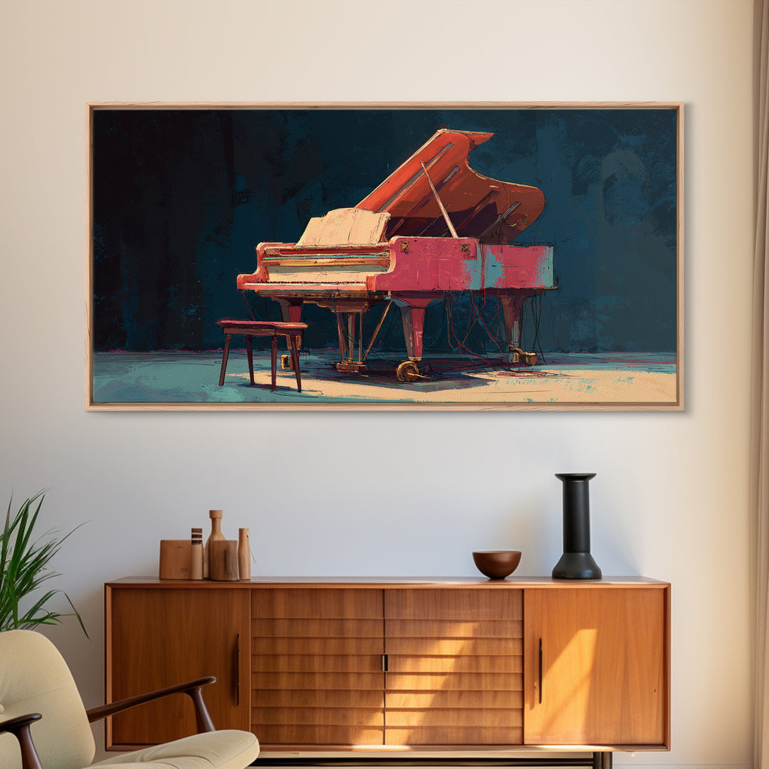 Piano Keys Fading into Shadow Canvas Print, Recording Studio Art, Boho Decor, Studio Decor, Fine Art, Analog, Printable Art, RSA-2x1-4