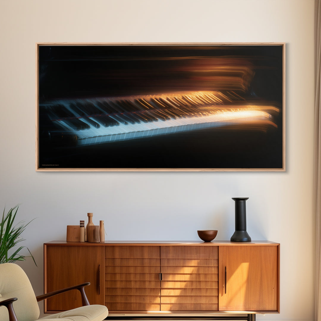 Piano Keys Fading into Shadow Canvas Print, Recording Studio Art, Mid Century Modern, Studio Decor, Fine Art, Analog, RSA-2x1-52
