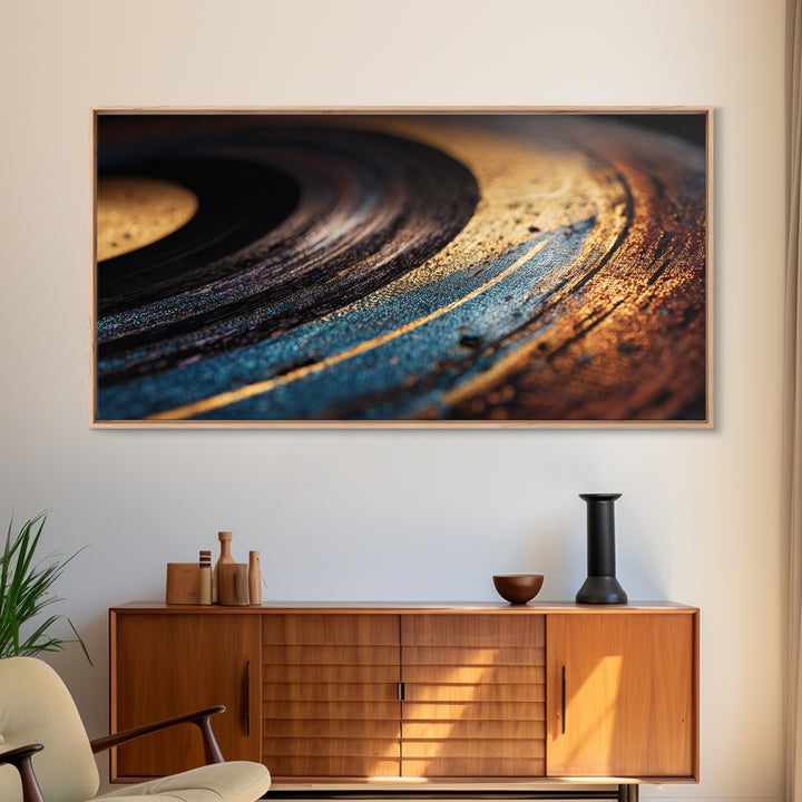 Vinyl Groove Closeup as Circular Abstract Canvas Print, Recording Studio Art, Room Decor, Studio Decor, Abstract Art, Analog, RSA-2x1-58