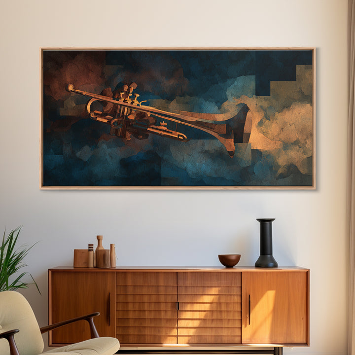 Conductor Baton and Sheet Shapes Without Text Canvas Print, Recording Studio Art, Statement Artwork, Studio Decor, Abstract Art, RSA-2x1-62