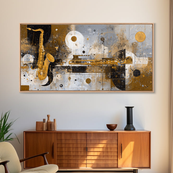 Soundwave Abstract with Black and Gold Lines Canvas Print, Recording Studio Art, Youtube Studio Decor, Studio Decor, Analog, RSA-2x1-71