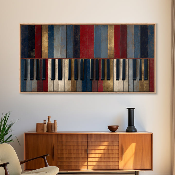 Piano Keys Fading into Shadow Canvas Print, Recording Studio Art, Unique Home Decor, Studio Decor, Analog, Rock Music Art, RSA-2x1-76