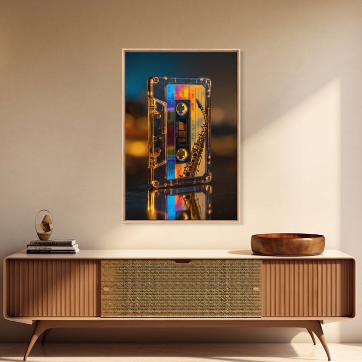Retro Cassette Tape Framed Canvas Print, Recording Studio Art, Music Studio, Studio Decor, Fine Art, Analog, Modern Decor, RSA-2x3-19