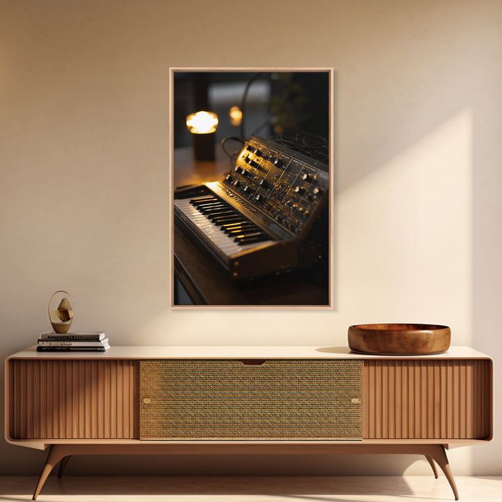 Analog Synthesizer Knobs and Cables Framed Canvas Print, Recording Studio Art, Boho Decor, Studio Decor, Oil Painting, Analog, RSA-2x3-21