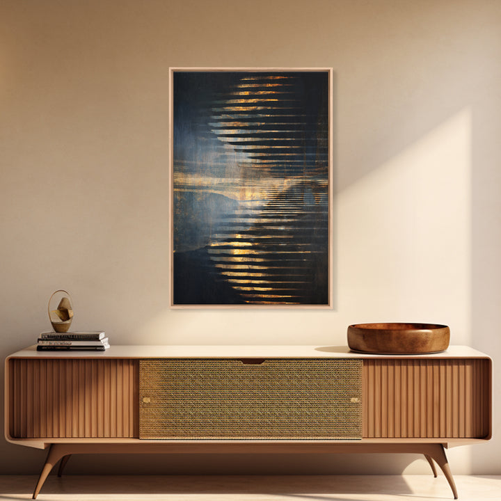 Soundwave Abstract with Black and Gold Lines Canvas Print, Recording Studio Art, Home Decor, Studio Decor, Abstract Art, Analog, RSA-2x3-35