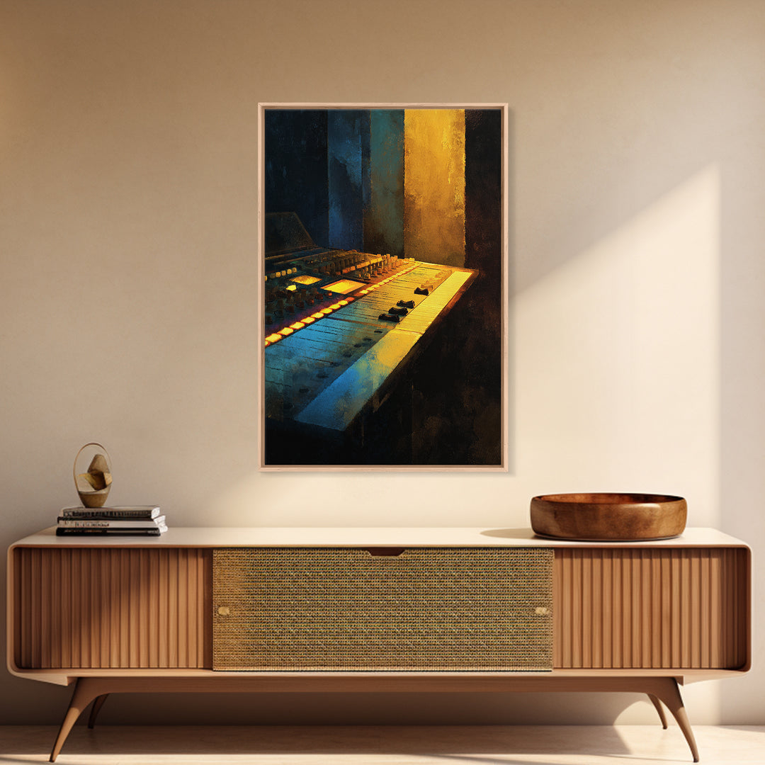 Mixing Console Faders Framed Canvas Print, Recording Studio Art, Art Print, Studio Decor, Fine Art, Analog, Wall Sculpture, RSA-2x3-38