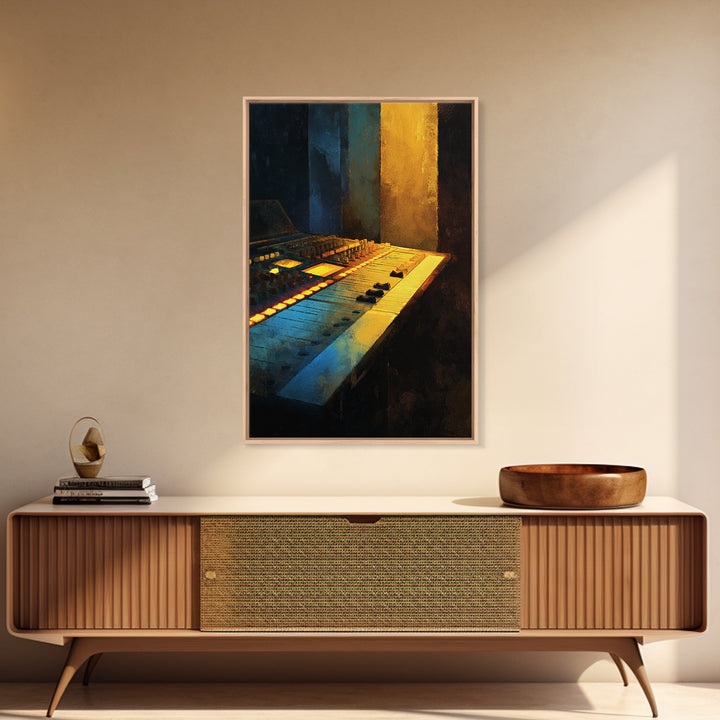 Mixing Console Faders Framed Canvas Print, Recording Studio Art, Art Print, Studio Decor, Fine Art, Analog, Wall Sculpture, RSA-2x3-38