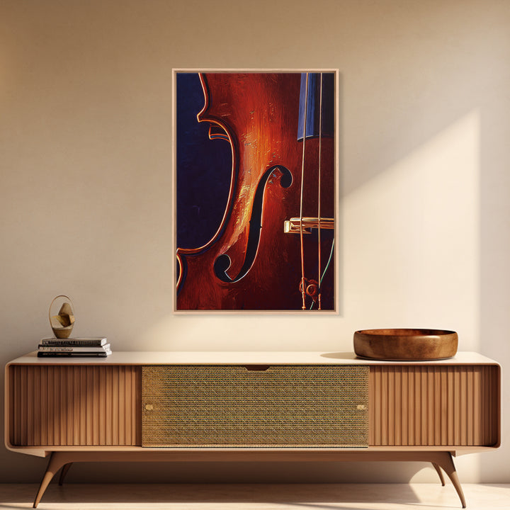 Cello Curve Closeup Framed Canvas Print, Recording Studio Art, Music Room Decor, Studio Decor, Fine Art, Analog, RSA-2x3-52