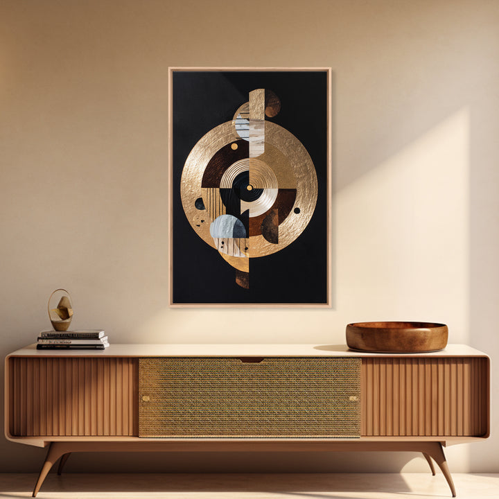 Gold Record Circular Composition Framed Canvas Print, Recording Studio Art, Music Print, Studio Decor, Fine Art, Analog, RSA-2x3-55