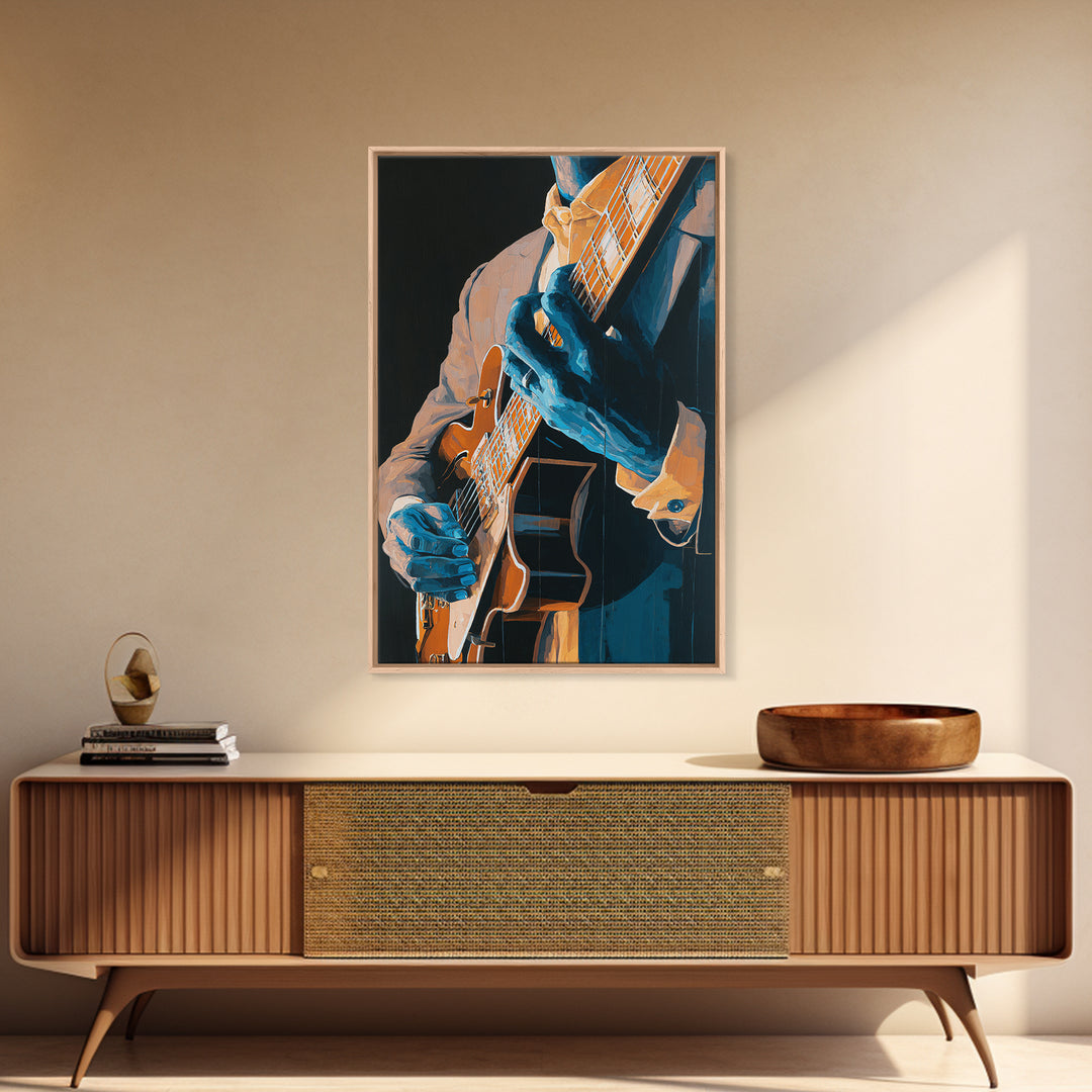 Musician Hands on Guitar Strings Canvas Print, Recording Studio Art, Art Print, Studio Decor, Fine Art, Analog, Wall Sculpture, RSA-2x3-71