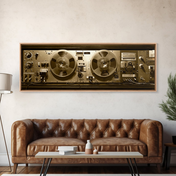 Reel to Reel Tape Machine Framed Canvas Print, Recording Studio Art, Printable Art, Studio Decor, Analog, Kids Room Art, RSA-3x1-18