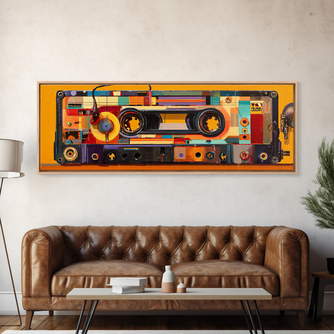 Retro Cassette Tape Framed Canvas Print, Recording Studio Art, Modern Decor, Studio Decor, Fine Art, Analog, Wall Decor, RSA-3x1-27