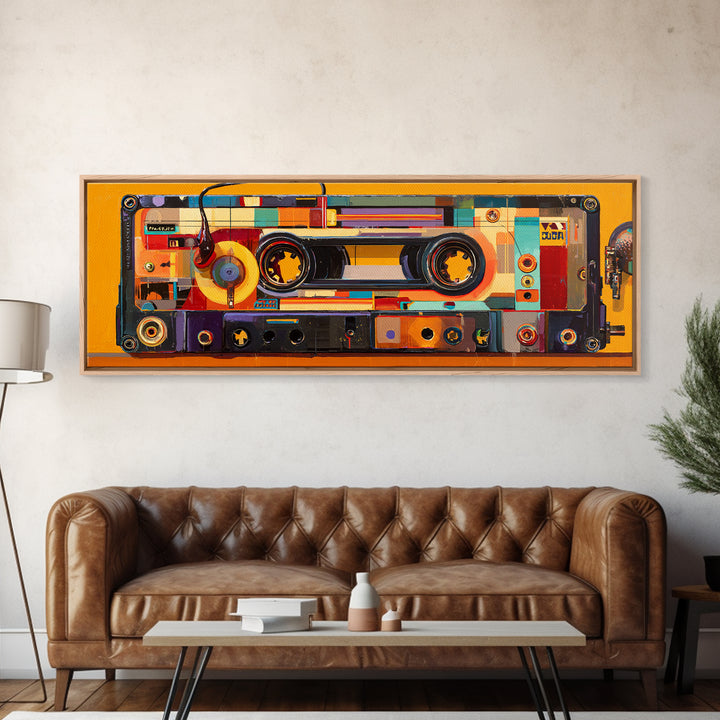 Retro Cassette Tape Framed Canvas Print, Recording Studio Art, Modern Decor, Studio Decor, Fine Art, Analog, Wall Decor, RSA-3x1-27
