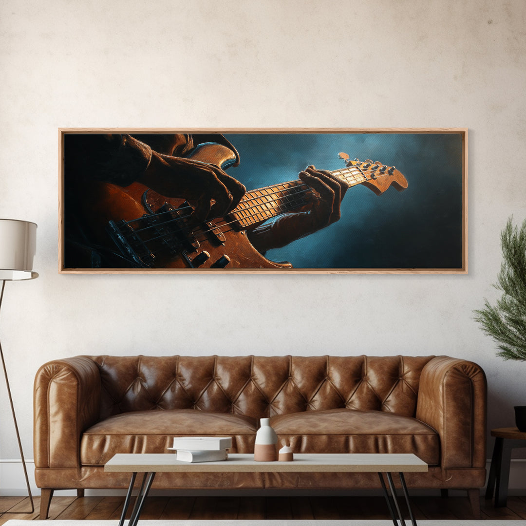 Musician Hands on Guitar Strings Canvas Print, Recording Studio Art, Fine Art Print, Studio Decor, Abstract Art, Analog, RSA-3x1-31