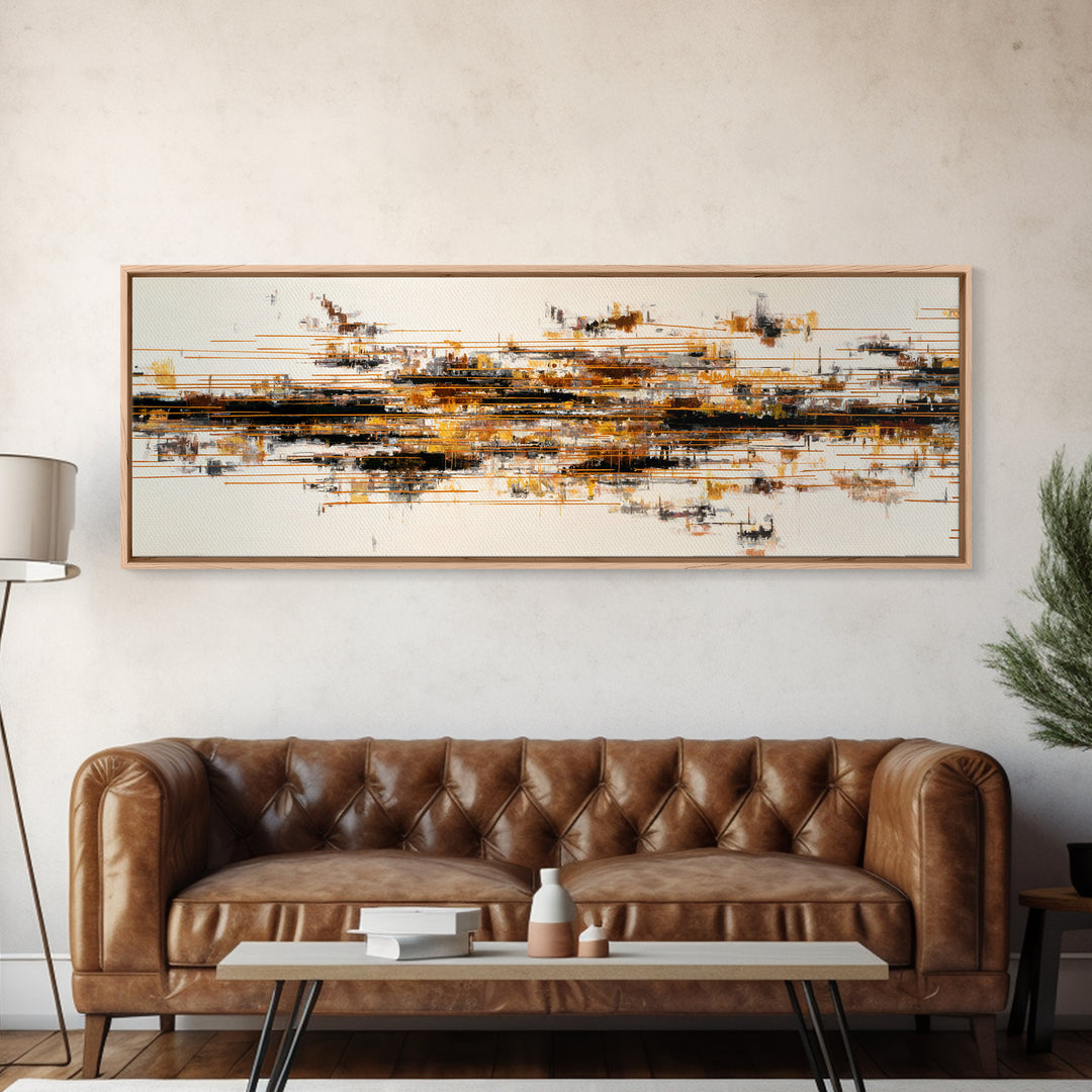 Soundwave Abstract with Black and Gold Lines Canvas Print, Recording Studio Art, Minimalist Decor, Studio Decor, Abstract Art, RSA-3x1-43