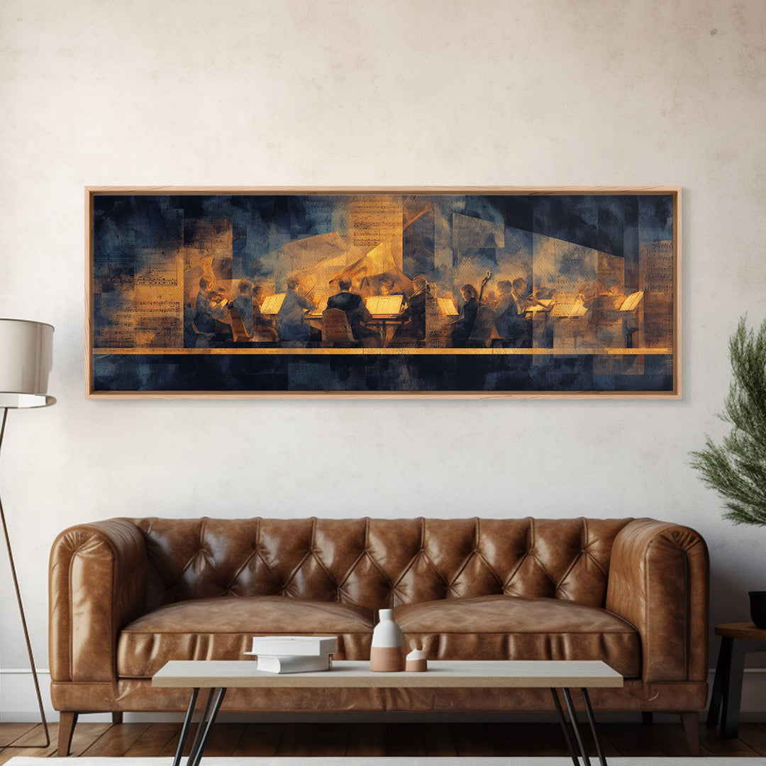 Conductor Baton and Sheet Shapes Without Text Framed Canvas Print, Recording Studio Art, Dtf Prints, Studio Decor, Analog, RSA-3x1-58
