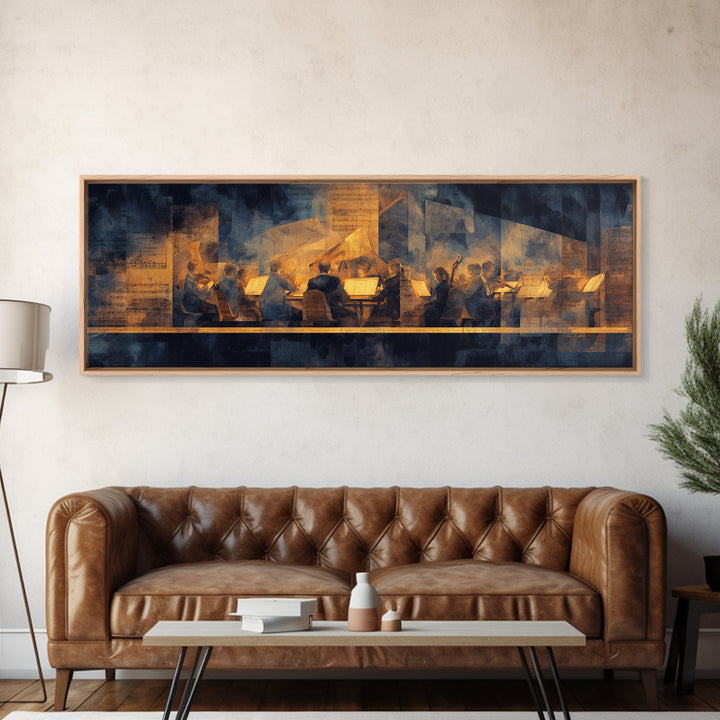 Conductor Baton and Sheet Shapes Without Text Framed Canvas Print, Recording Studio Art, Dtf Prints, Studio Decor, Analog, RSA-3x1-58