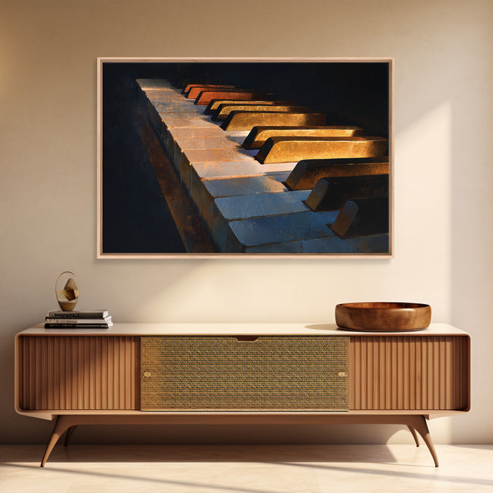 Piano Keys Fading into Shadow Canvas Print, Recording Studio Art, Mid Century Modern, Studio Decor, Fine Art, Analog, RSA-3x2-12