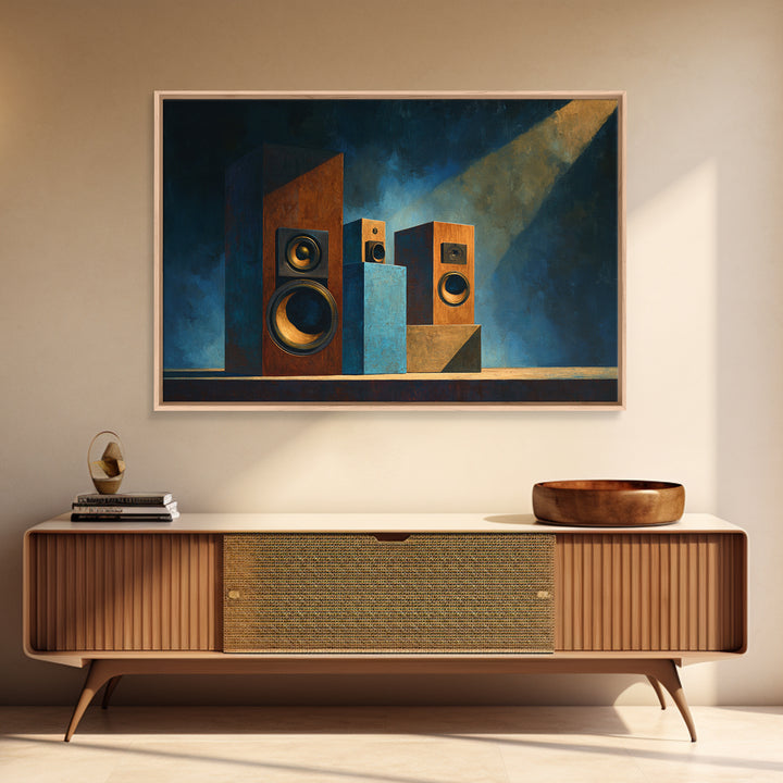 Studio Monitor Speakers as Bold Geometric Forms Canvas Print, Recording Studio Art, Printable Art, Studio Decor, Abstract Art, RSA-3x2-16
