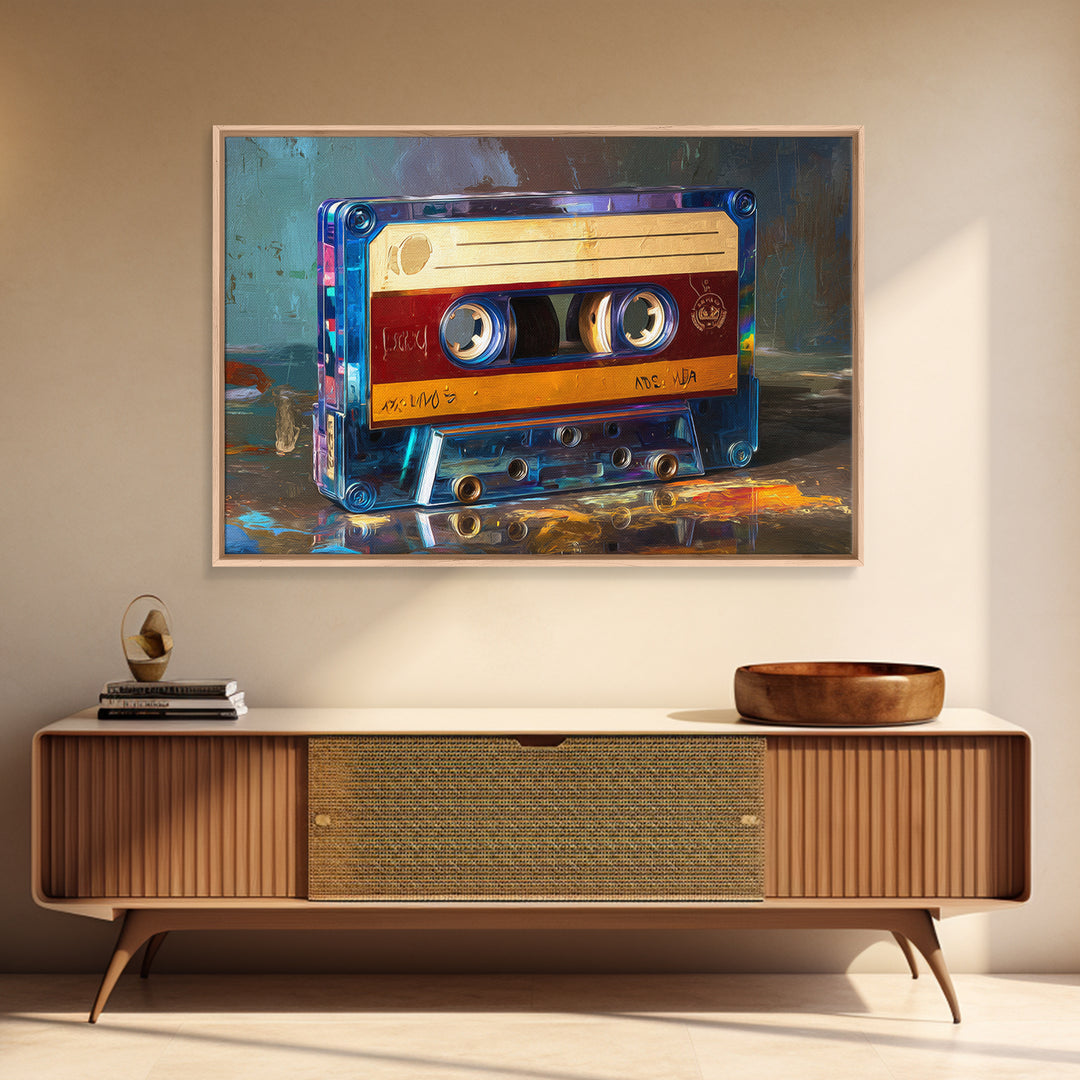 Retro Cassette Tape Framed Canvas Print, Recording Studio Art, Music Studio, Studio Decor, Fine Art, Analog, Modern Decor, RSA-3x2-39