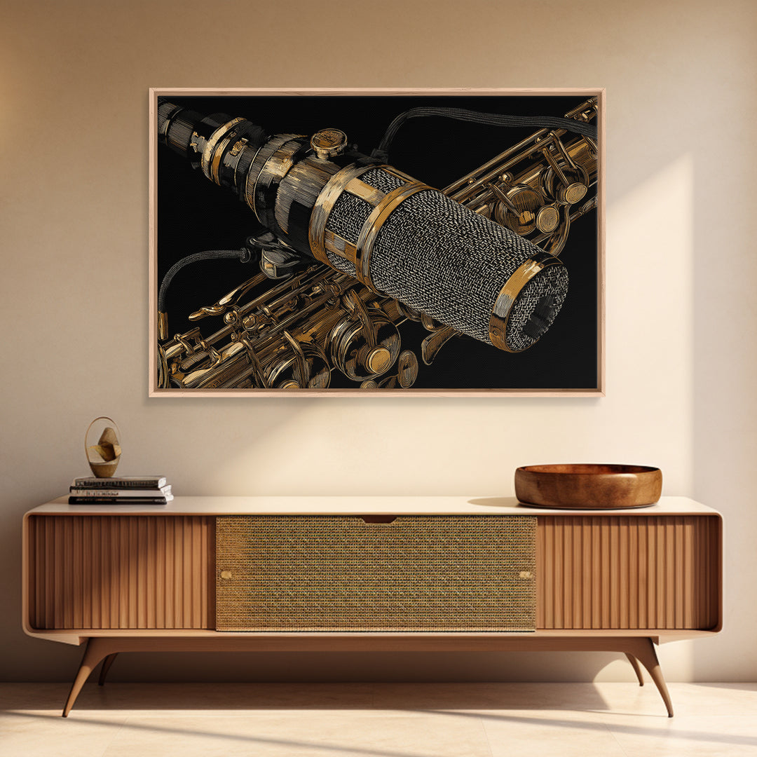 Microphone Cable Forming Elegant Line Art Canvas Print, Recording Studio Art, Kids Room Art, Studio Decor, Fine Art, Analog, RSA-3x2-49