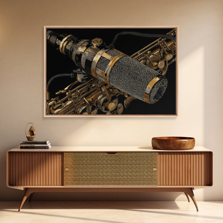Microphone Cable Forming Elegant Line Art Canvas Print, Recording Studio Art, Kids Room Art, Studio Decor, Fine Art, Analog, RSA-3x2-49