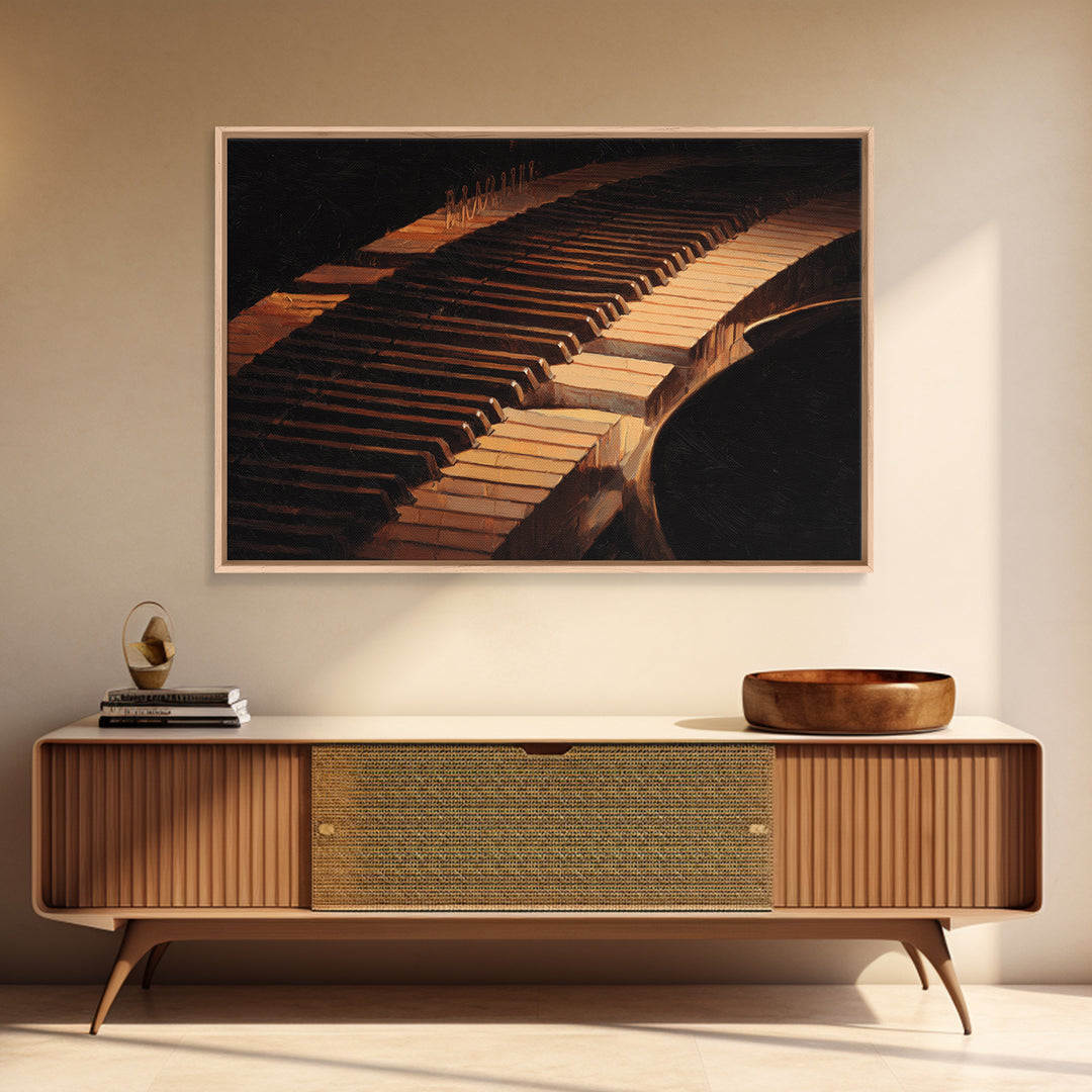 Piano Keys Fading into Shadow Canvas Print, Recording Studio Art, Studio Wall Art, Studio Decor, Fine Art, Analog, Luxury Decor, RSA-3x2-84