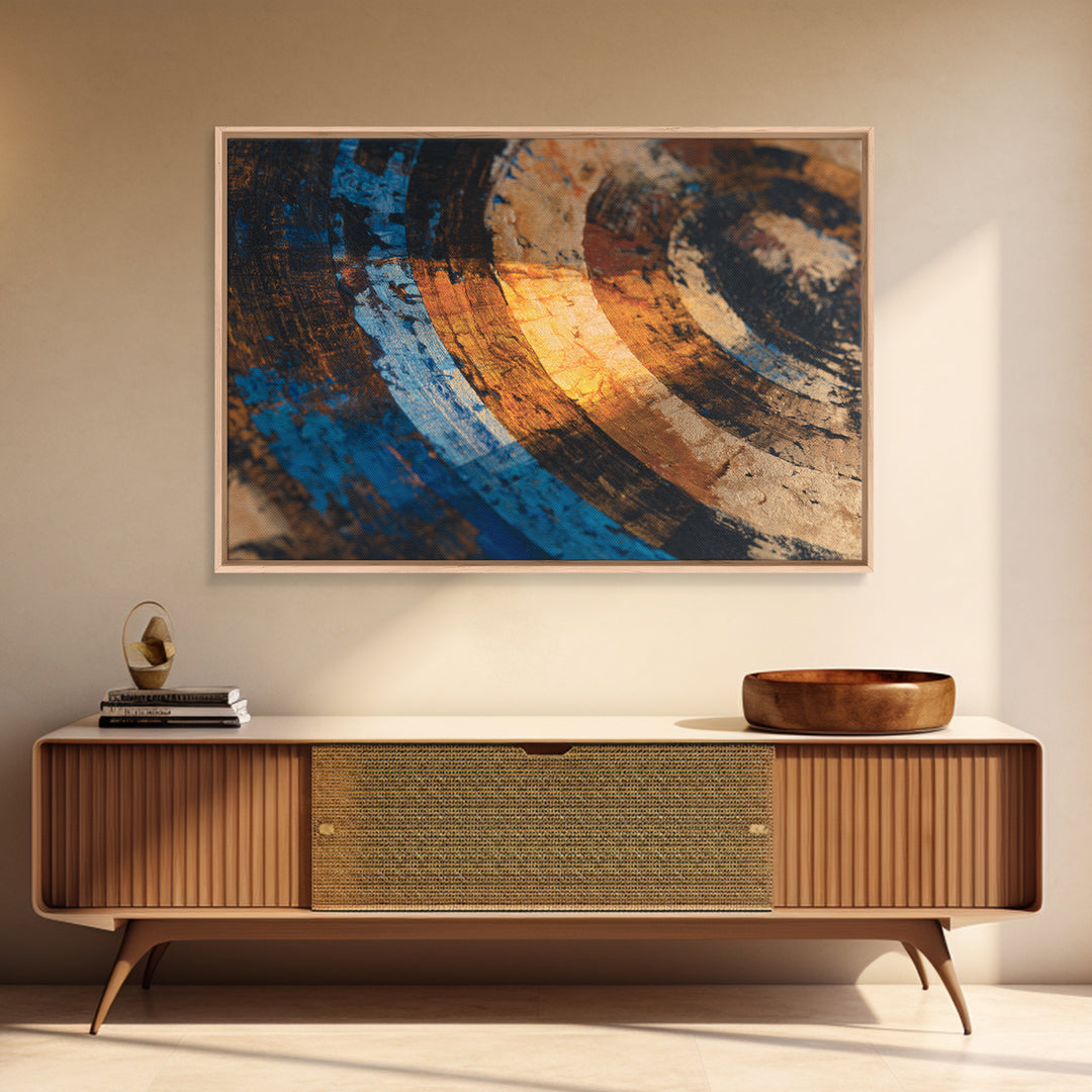 Vinyl Groove Closeup as Circular Abstract Framed Canvas Print, Recording Studio Art, Music Art, Studio Decor, Abstract Art, RSA-3x2-90