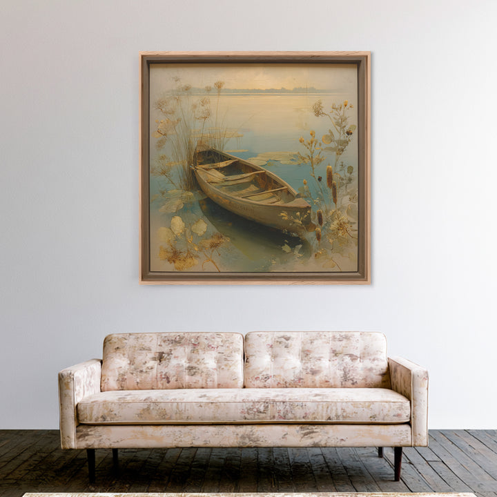 Winter Mountain Scene Framed Canvas Print, Rustic Art, Abstract Wall Art, Farmhouse Decor, Fine Art, Rustic, Landscape Art, RUS-1x1-47