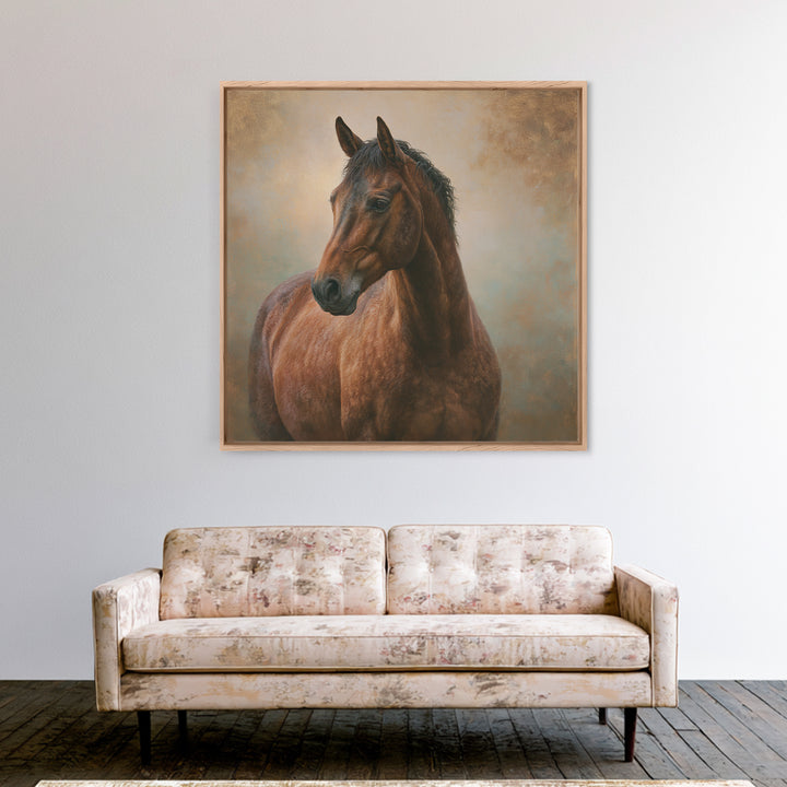 Brown Horse Portrait Canvas Print, Rustic Art, Downloadable Art, Farmhouse Decor, Oil Painting, Rustic, Textured Painting, RUS-1x1-5