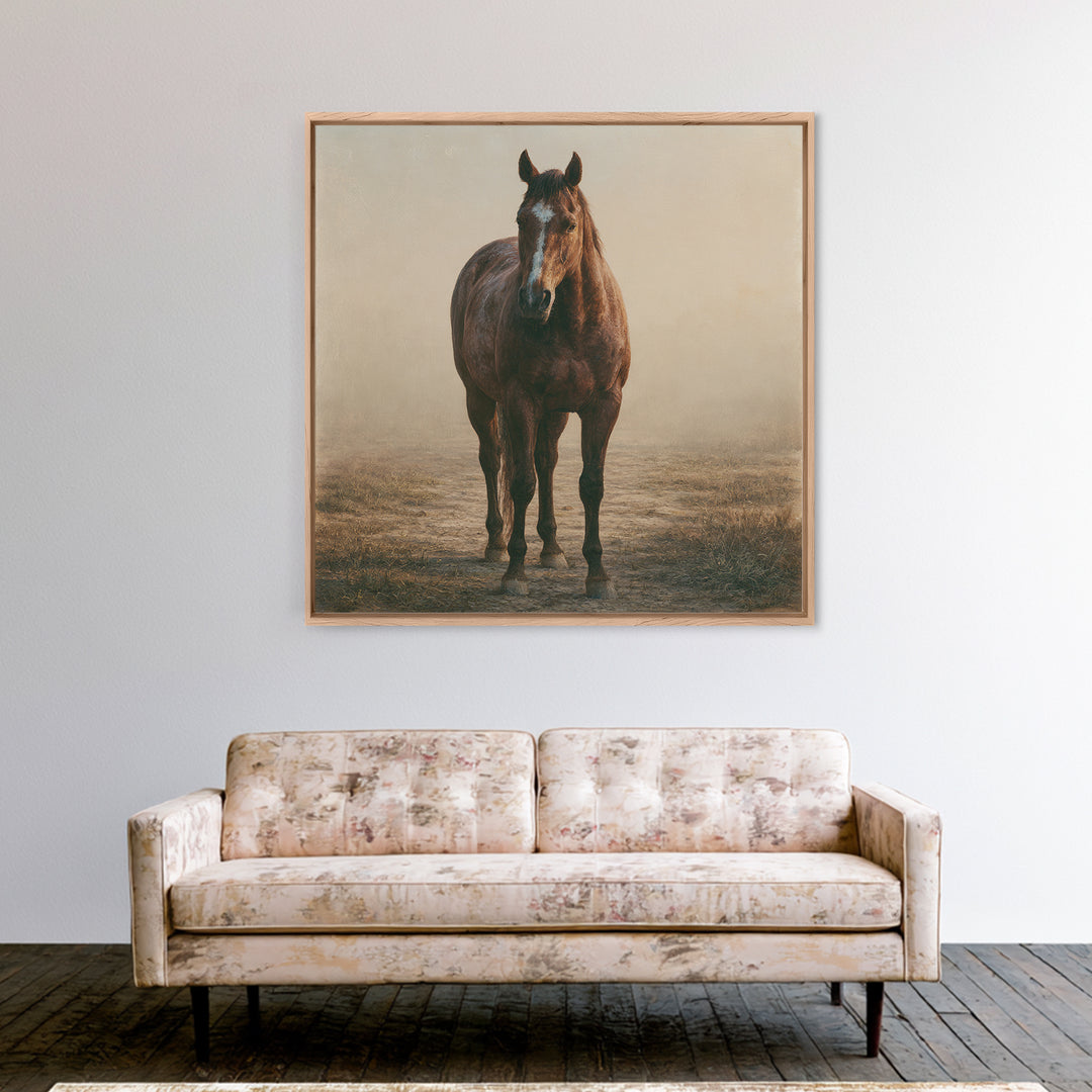 Brown Horse Portrait Canvas Print, Rustic Art, Room Decor, Farmhouse Decor, Fine Art, Rustic, Oil Painting, Digital Print, RUS-1x1-77