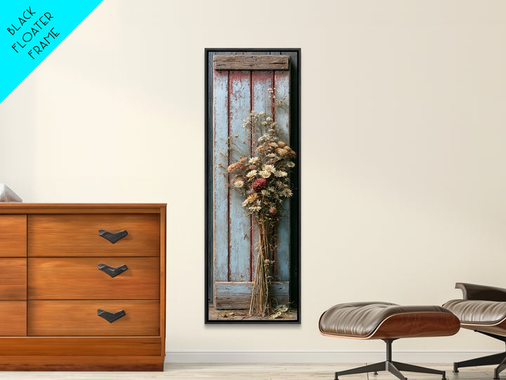 Weathered Barn Wood and Wildflower Still Life Canvas Print, Rustic Art, Fine Art Print, Farmhouse Decor, Oil Painting, Rustic, RUS-1x3-13